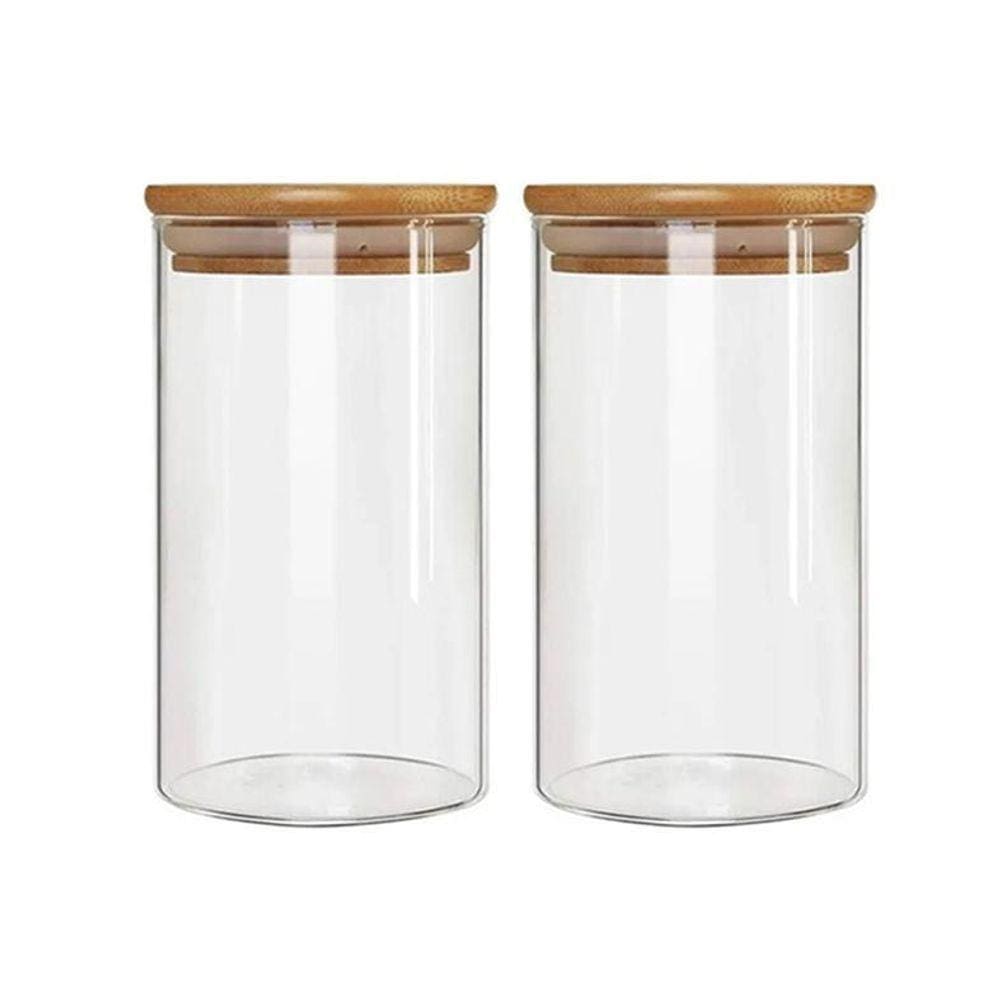 Kit 2 Potes Borossilicato Hermético Tampa Bambu 800Ml Class