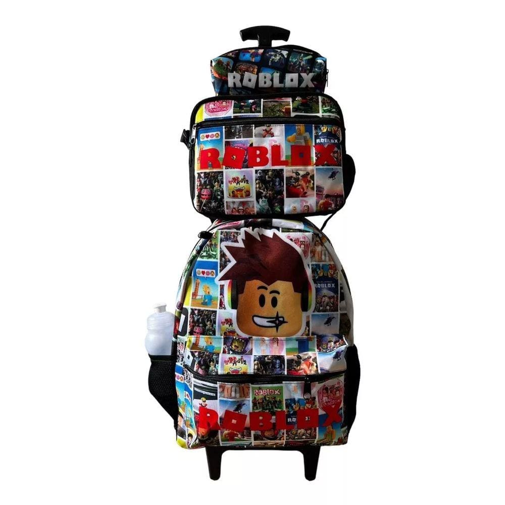 Mochila Infantil Masculina Roblox Carrinho Lancheira Estojo - TOYS