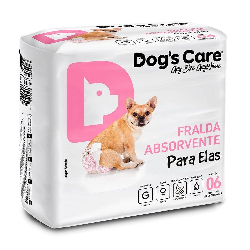 Fralda Higiênica G Para Fêmeas Dogs Care C/06 Unidades