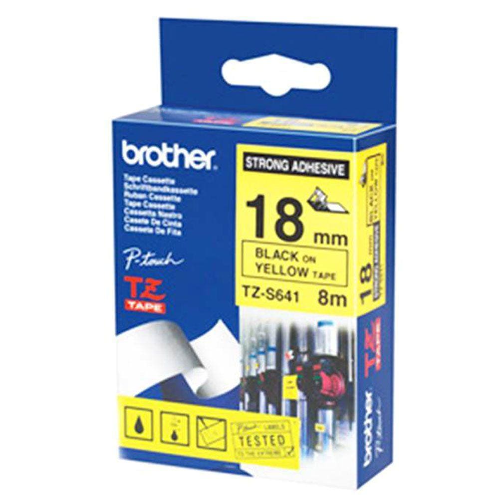 Fita Industrial Brother TZE-S641 18mm Preto/Amarelo