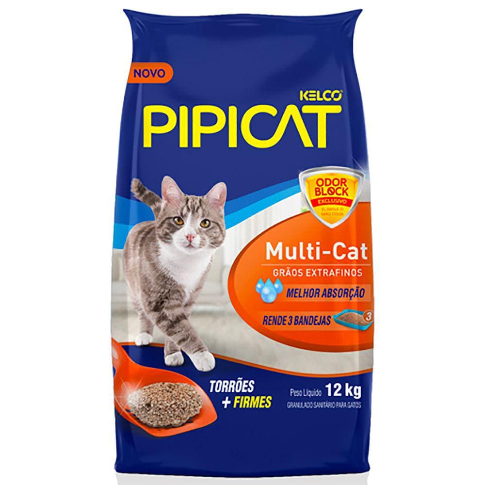 Areia Higiênica Pipicat Multi-Cat - 12Kg