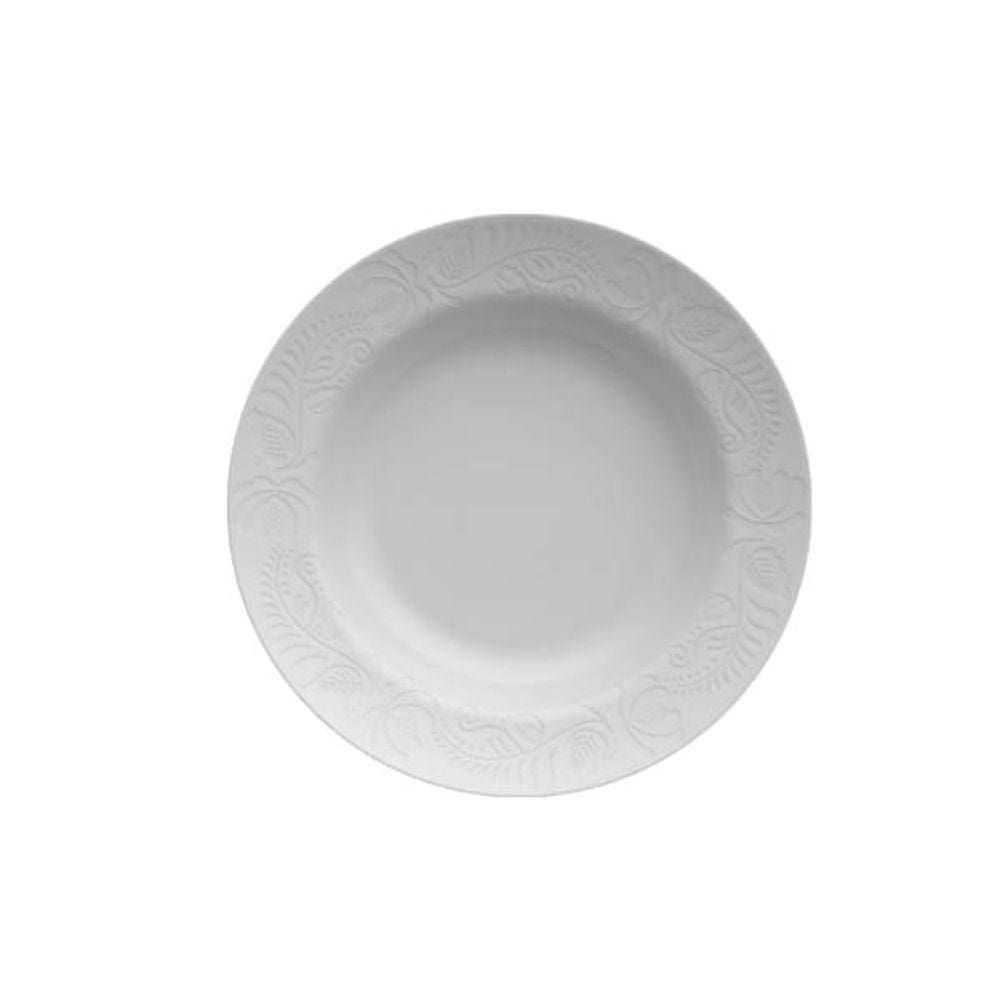 Prato fundo em porcelana Germer Folk 23,5cm branco