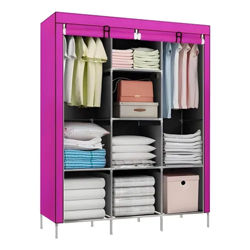 Guarda Roupa Decoteam Dobravel De Pano Rosa- 88130B-6