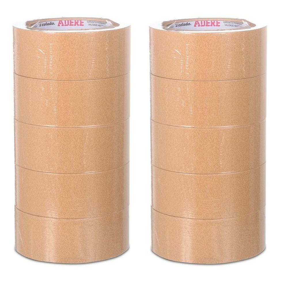 Kit 10 Fita Adesiva KRAFT Embalagem Papel Crepado 45MM X 50M