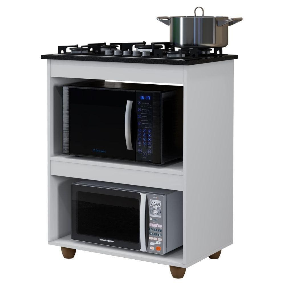 Balcão Para Cooktop 4 Bocas Turim Kaiki Moveis Branco