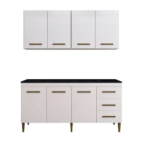 Cozinha Completa 7 Portas 3 Gavetas Atenas Kaiki Moveis Branco