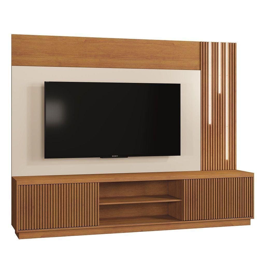 Home Valencia Para Tv Até 75 Polegadas Com Led Cascata Mavaular Naturalle/Off White