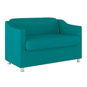 Sofá Namoradeira 2 Lugares Tilla Sala De Espera Suede Cor:azul Turquesa