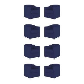Kit 08 Poltronas Tilla Consultório Recepção Suede Balaqui Decor Cor:azul Marinho
