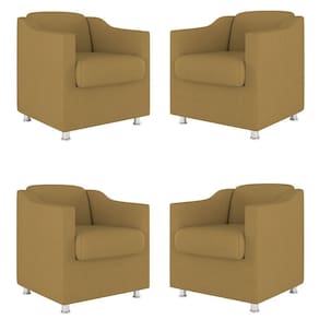 Kit 04 Poltronas Decorativas Sala De Espera Clinica Suede Cor:capuccino