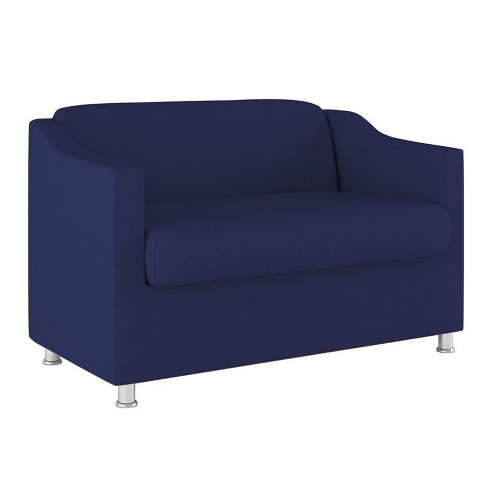 Sofá Namoradeira 2 Lugares Tilla Sala De Espera Suede Cor:azul Marinho