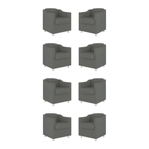 Kit 08 Poltronas Tilla Consultório Recepção Suede Balaqui Decor Cor:cinza
