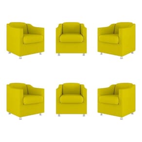 Kit 06 Poltronas Sala De Espera Clinica Suede Balaqui Decor Cor:amarelo