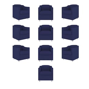 Kit 10 Poltronas Tilla Consultório Recepção Suede Balaqui Decor Cor:azul Marinho