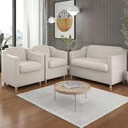 Kit 2 Poltronas Decorativa Tilla + Namoradeira Sala De Estar Cor:bege