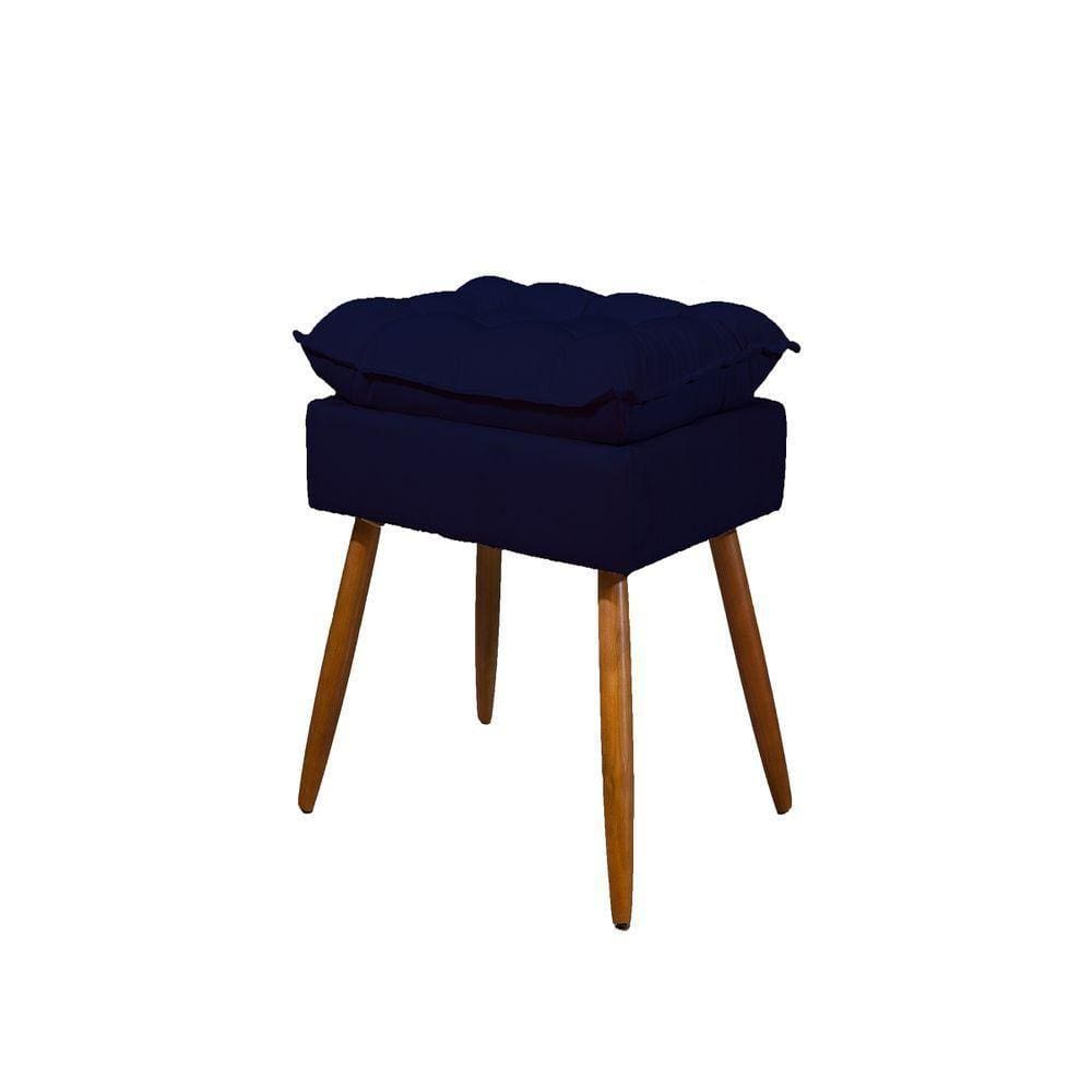 Puff Decorativo Pés Palito Opala Sala Balaqui Decor Cor:azul Marinho