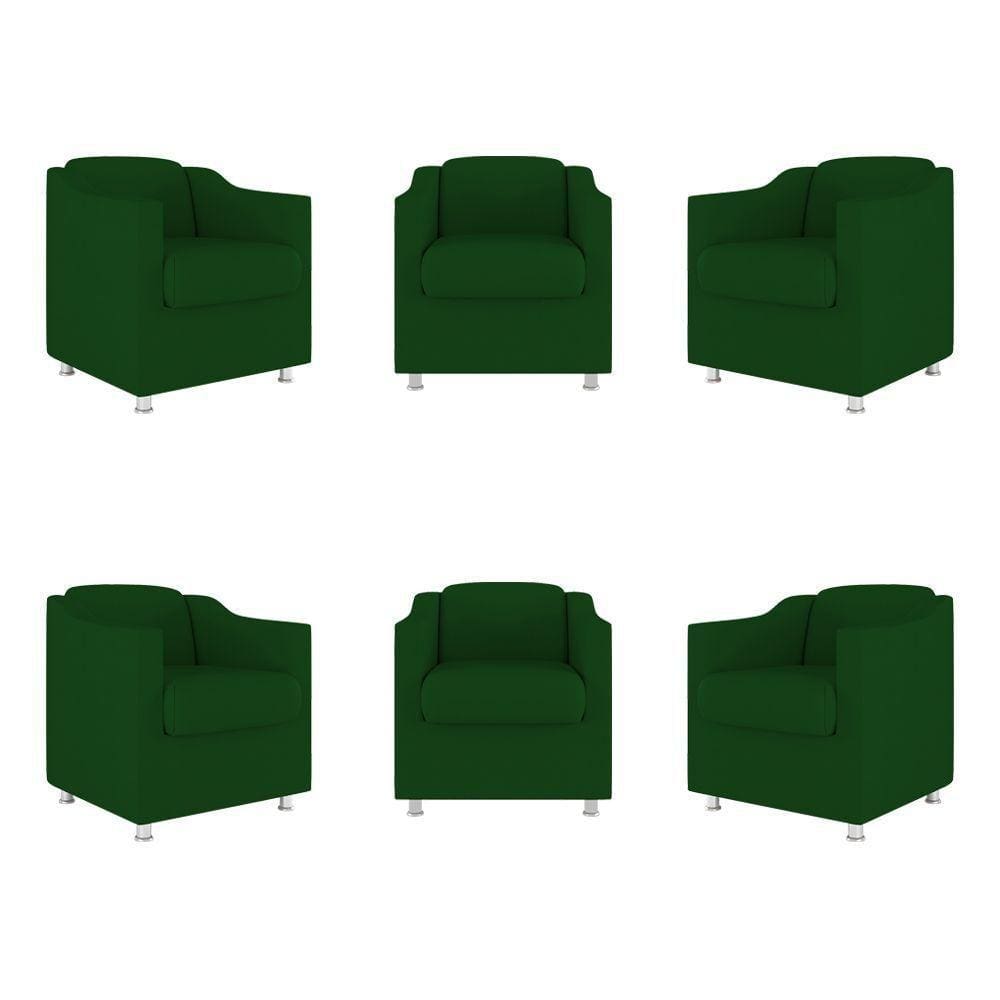 Kit 06 Poltronas Sala De Espera Clinica Suede Balaqui Decor Cor:verde