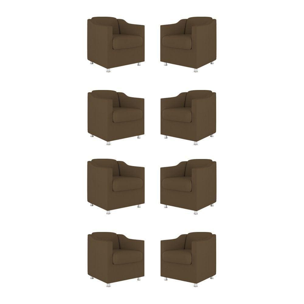 Kit 08 Poltronas Tilla Consultório Recepção Suede Balaqui Decor Cor:marrom