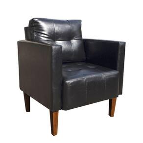 Poltrona Decorativa Lívia Para Sala E Recepção Couríssimo Preto - D`rossi
