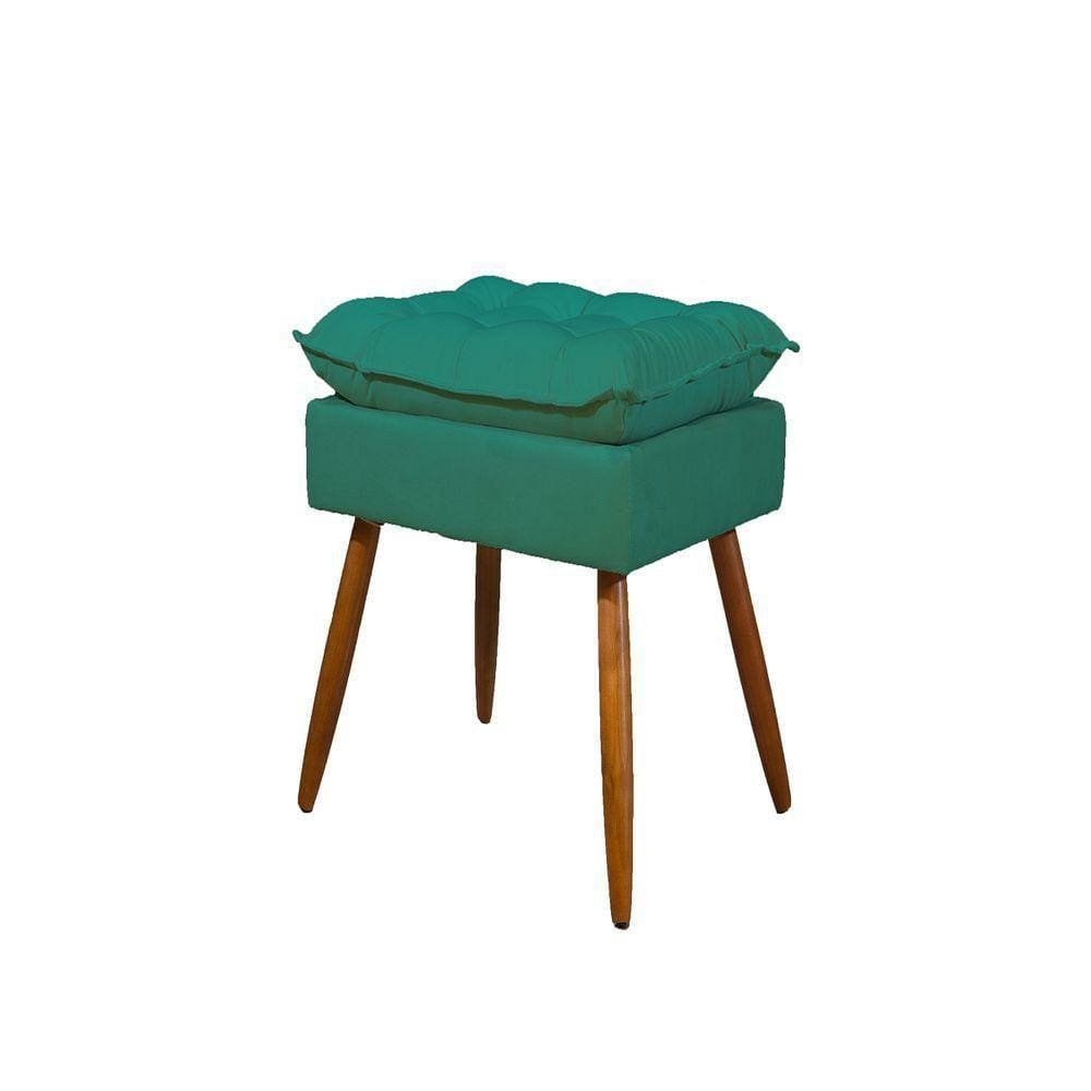 Puff Decorativo Pés Palito Opala Sala Balaqui Decor Cor:azul Turquesa