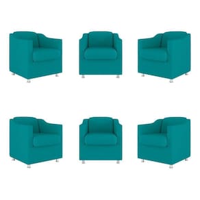 Kit 06 Poltronas Sala De Espera Clinica Suede Balaqui Decor Cor:azul Turquesa