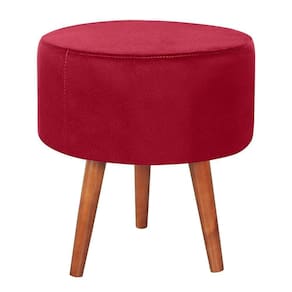 Puff Puf Redondo Pes Palito 44x40cm Suede Vermelho Mpassos Vermelho