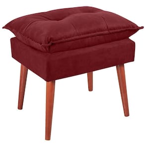 Puff Puf Opall Pes Palito 55x40cm Suede Vermelho Escuro Mpassos Vermelho Escuro