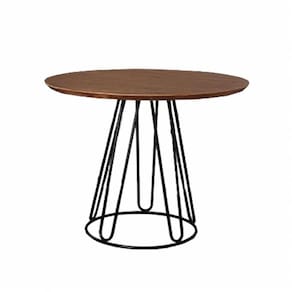 Mesa De Jantar Rubi Amadeirado Com Base De Metal Preto