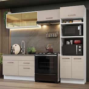 Armário De Cozinha Completa 270cm Branco/crema Agata Madesa 05 Branco/crema
