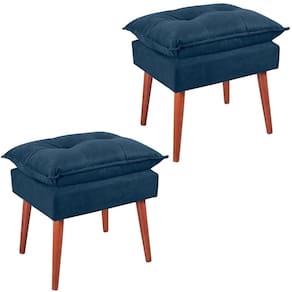 Kit 2 Puff Puf Opall Pes Palito 55x40cm Suede Azul Marinho Mpassos Azul Marinho