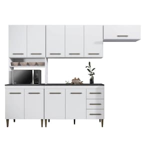 Cozinha Completa 10 Portas 3 Gavetas Atenas Kaiki Moveis Branco