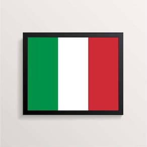 Quadro Decorativo Bandeira Itália 33X24Cm - Com Vidro