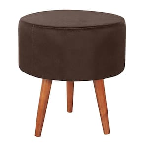 Puff Puf Redondo Pes Palito 44x40cm Suede Marrom Mpassos Marrom