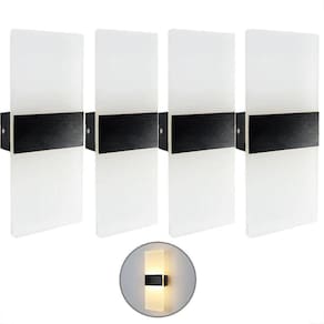 Kit 4 Arandela Preta Escovado Acrilico Jateado Led 3000K