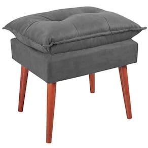 Puff Puf Opall Pes Palito 55x40cm Suede Cinza Escuro Mpassos Cinza Escuro