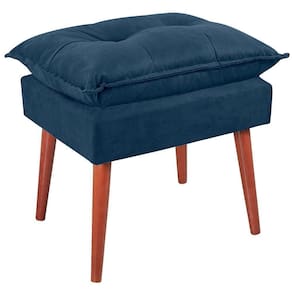 Puff Puf Opall Pes Palito 55x40cm Suede Azul Marinho Mpassos Azul Marinho