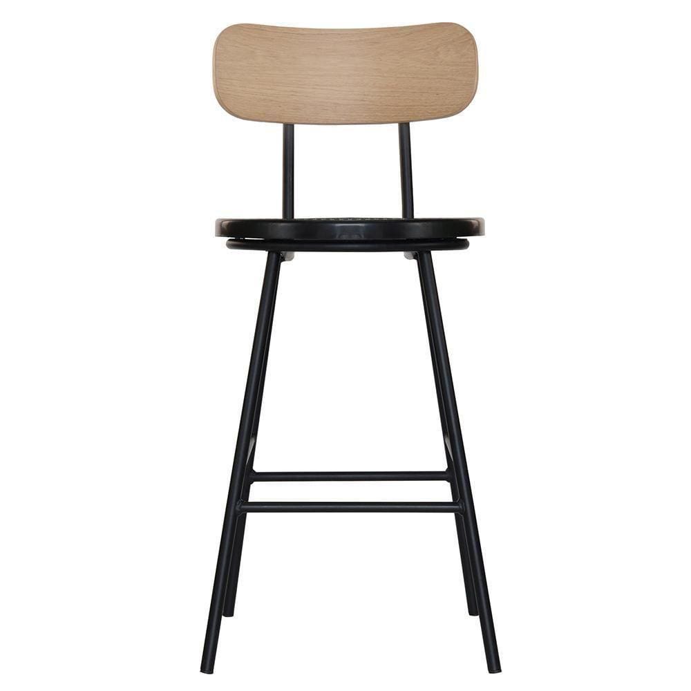Banco Retro Médio Decorativo Com Encosto Preto Overseas