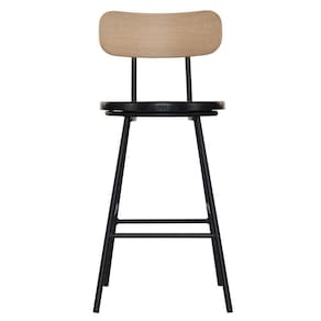 Banco Retro Médio Decorativo Com Encosto Preto Overseas