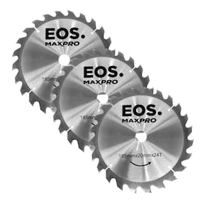 Kit 3 Discos de Serra Circular para Madeira TCT 185mm 185x20x24 DSCM185 - EOS