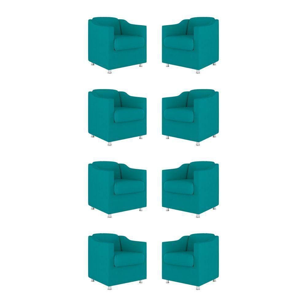 Kit 08 Poltronas Tilla Consultório Recepção Suede Balaqui Decor Cor:azul Turquesa