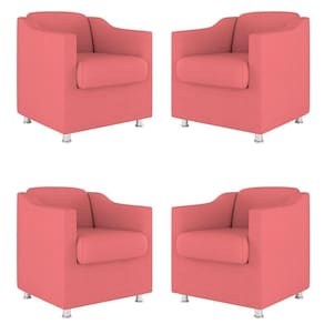 Kit 04 Poltronas Decorativas Sala De Espera Clinica Suede Cor:rosa