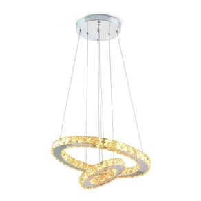 Lustre Pendente Cristal Aliança Duplo 36w Redondo Ambar