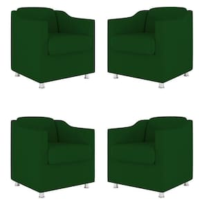 Kit 04 Poltronas Decorativas Sala De Espera Clinica Suede Cor:verde
