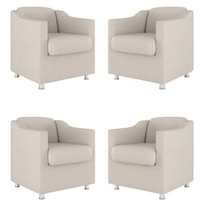 Kit 04 Poltronas Decorativas Sala De Espera Clinica Suede Cor:bege