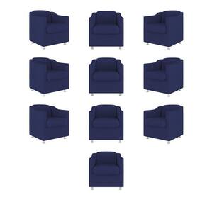 Kit 10 Poltronas Decorativas Recepção Clinica Suede Cor:azul Marinho