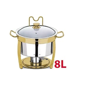 Rechaud Dourado Redondo Banho Maria Inox Brinovar 8 Litros
