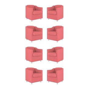 Kit 08 Poltronas Tilla Consultório Recepção Suede Balaqui Decor Cor:rosa