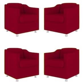 Kit 04 Poltronas Decorativas Sala De Espera Clinica Suede Cor:vermelho