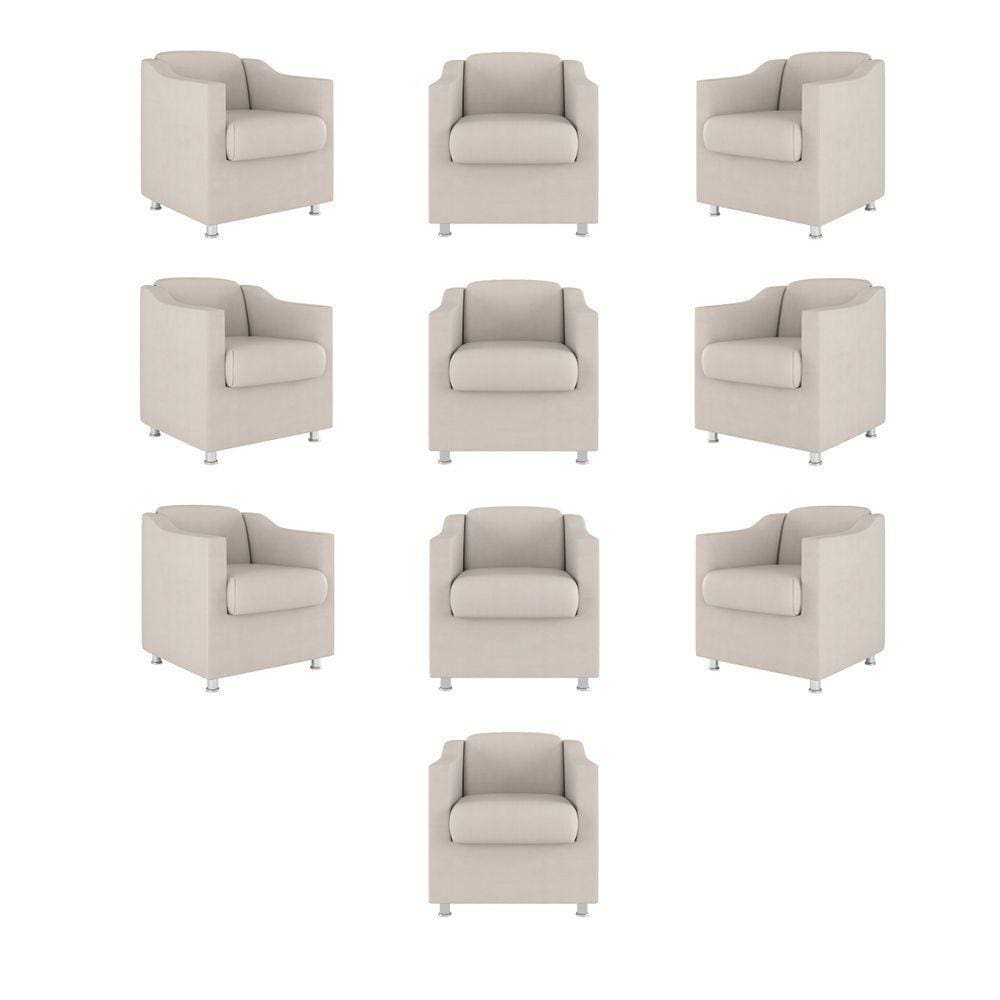 Kit 10 Poltronas Tilla Consultório Recepção Suede Balaqui Decor Cor:bege