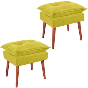 Kit 2 Puff Puf Opall Pes Palito 55x40cm Suede Amarelo Mpassos Amarelo
